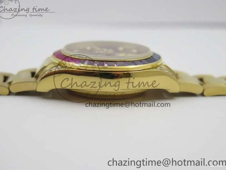 MiroTime 0306 Daytona 116589RBOW YG Rainbow Crystal BLF Best Edition Black Dial on YG Bracelet A SmoothTexture 3175